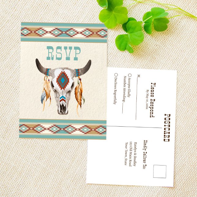 Postal Boda tribal de boho del suroeste RSVP (Subido por el creador)