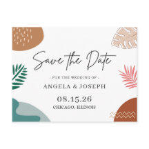 Boda tropical abstracta moderna salva la fecha