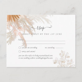 Postal Boda Tropical de Hierba de Pampas de Terracota