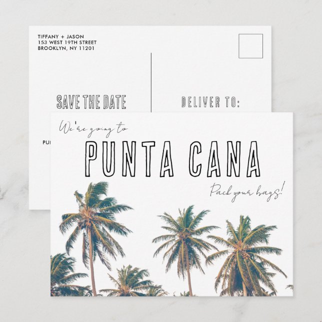 Postal Boda Tropical de Playa en Punta Cana - Salva la Fe (Anverso / Reverso)