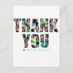 Postal Boda tropical floral hawaiano GRACIAS