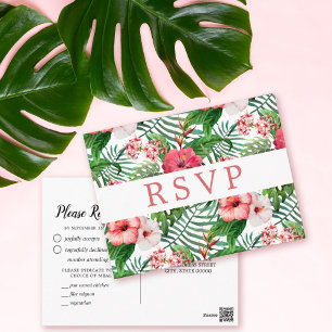 Postal Boda Tropical Floral Hibiscus RSVP Comida