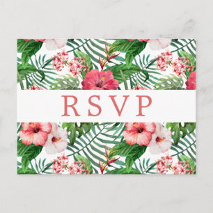 Postal Boda tropical floral RSVP