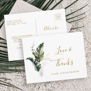 Postal Boda Tropical Foliage Gold Gracias