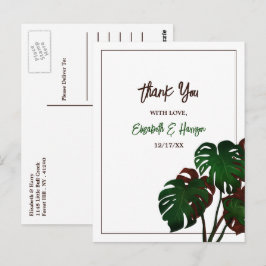 Postal Boda Tropical Monstera Beach Gracias
