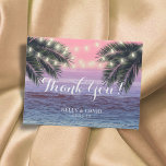 Postal Boda Tropical Palm Tree Beach Gracias<br><div class="desc">Palm Tree y String Lights Beach Wedding Gracias Cartas.</div>