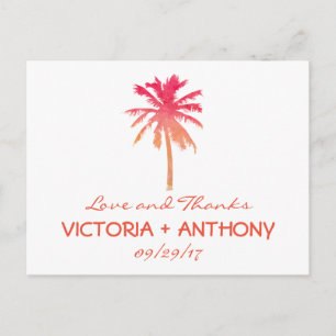 Postal Boda Tropical Sunset Palm Tree Beach Gracias