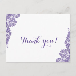 Postal Boda ultravioleta de encaje moderno gracias