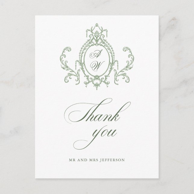 Postal Boda Verde de la orquesta victoriana Grace Floral  (Anverso)