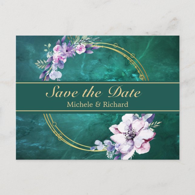 Postal Boda Verde Elegante (Anverso)