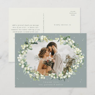 Postal Boda Verde Snowberry+Eucalyptus Gracias Foto