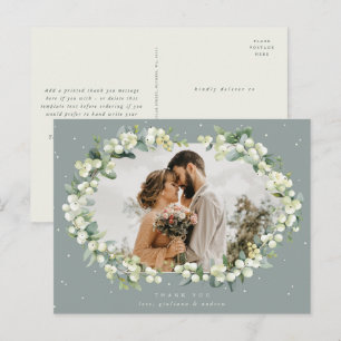 Postal Boda Verde Snowberry+Eucalyptus Gracias Foto