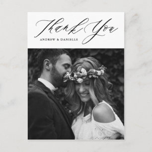 Postal Boda vertical de guión elegante negro gracias