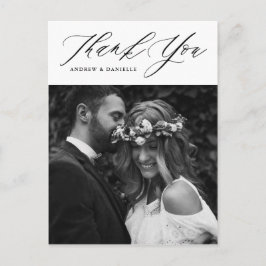 Postal Boda vertical de guión elegante negro gracias