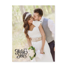 Boda vertical simple Gracias Postcard Elegante