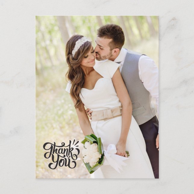Postal Boda vertical simple Gracias Postcard Elegante (Anverso)