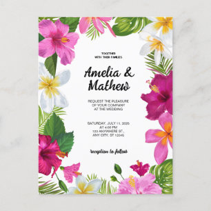 Postal Boda vibrante de las flores tropicales