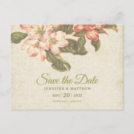 Postal Boda Vintage Apple Blossom | Guardar la fecha