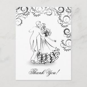 Postal Boda Vintage Dance Couple Gracias