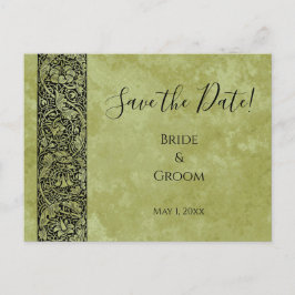 Postal Boda vintage, floral victoriana salva la fecha