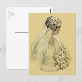 Postal Boda Vintage, retrato nupcial de novia victoriana