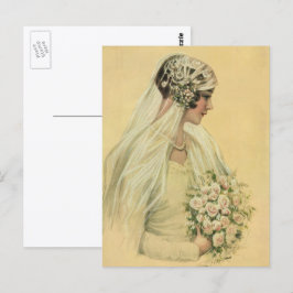 Postal Boda Vintage, retrato nupcial de novia victoriana
