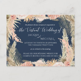 Postal Boda virtual floral de la Marina Rubor Bohemian Pa