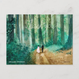 Postal Boda Watercolor woodland paisaje gracias