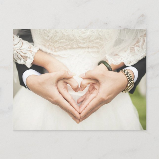 Postal Bodas Corazones en Nuestras Manos (Anverso)