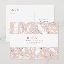 Postal Bodas de flores silvestres dibujadas a mano minima