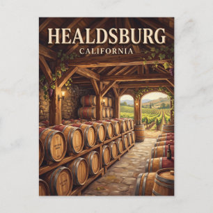 Postal Bodega de barriles de vino de Healdsburg Californi