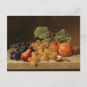 Postal Bodegón con uvas, melocotones de Emilie Preyer