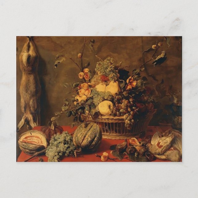 Postal Bodegón de frutas en una cesta de Frans Snyders (Anverso)