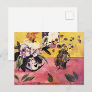 Postal Bodegón de Gauguin Jarrón con Cabeza Grabado en Ma
