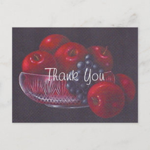 Postal Bodegón de manzanas rojas al óleo Gracias