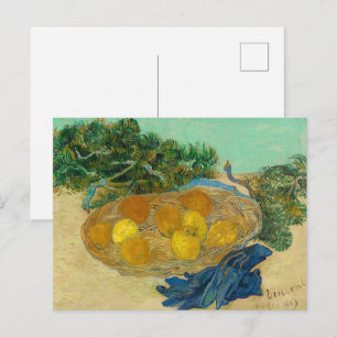 Postal Bodegón de Van Gogh Naranjas Limones Guantes Azule
