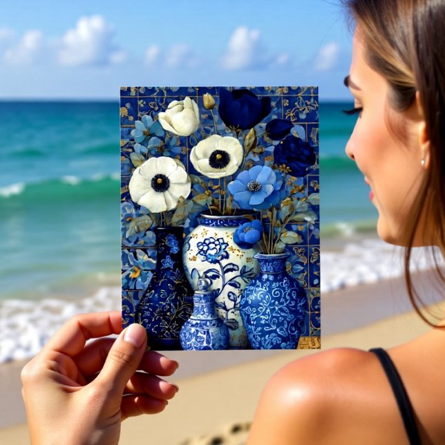Postal Bodegón floral azul holandés (Subido por el creador)
