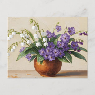 Postal Bodegón Lirio de los Valles Pintura al óleo floral