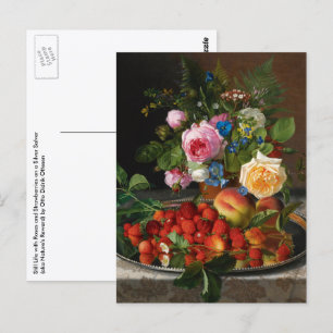 Postal Bodegón Rosas y Fresas por Otto Ottesen