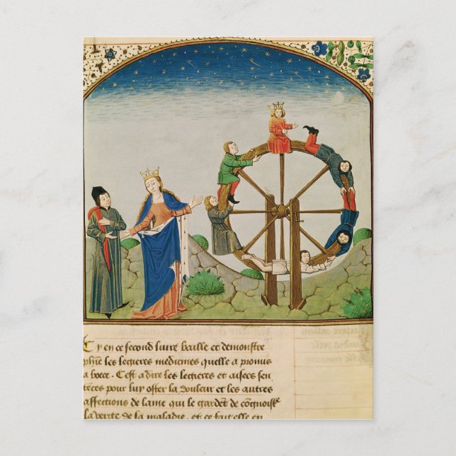 Postal Boethius con la rueda de la fortuna (Anverso)