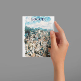 Postal Bogotá Colombia CIty View Watercolor