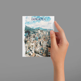 Postal Bogotá Colombia CIty View Watercolor