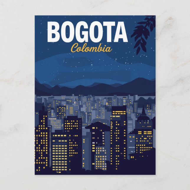 Postal Bogotá Colombia Skyline Night (Anverso)