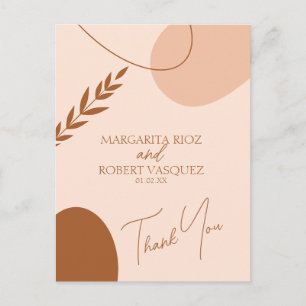 Postal Bohemian Tan Brown Boda Parejas Gracias
