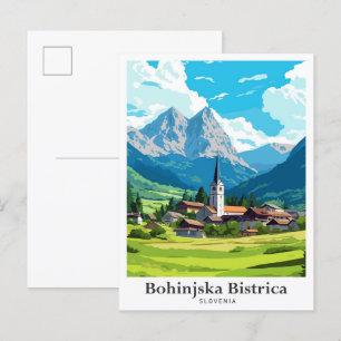 Postal Bohinjska Bistrica Eslovenia Ilustracion de viajes