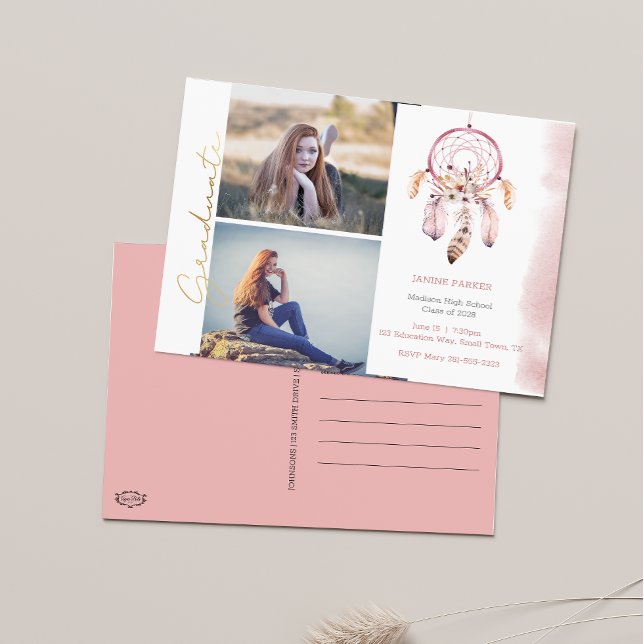 Postal Boho agrega tu graduación de fotos (Subido por el creador)