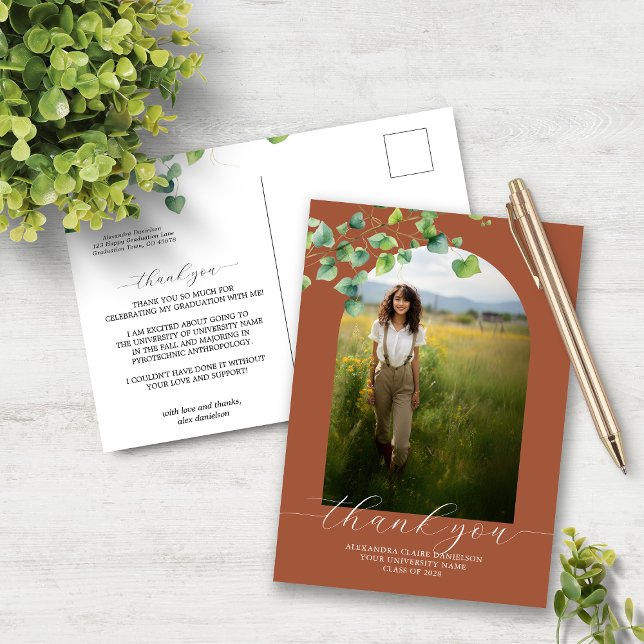 Postal Boho Arch Ivy Terra Cotta Bro Grad Gracias (Subido por el creador)