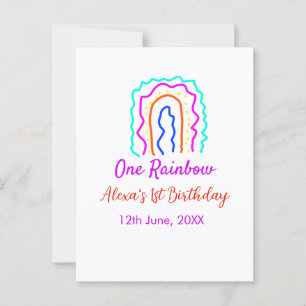 Postal Boho Arcoíris uno cumpleaños niños brillante retro