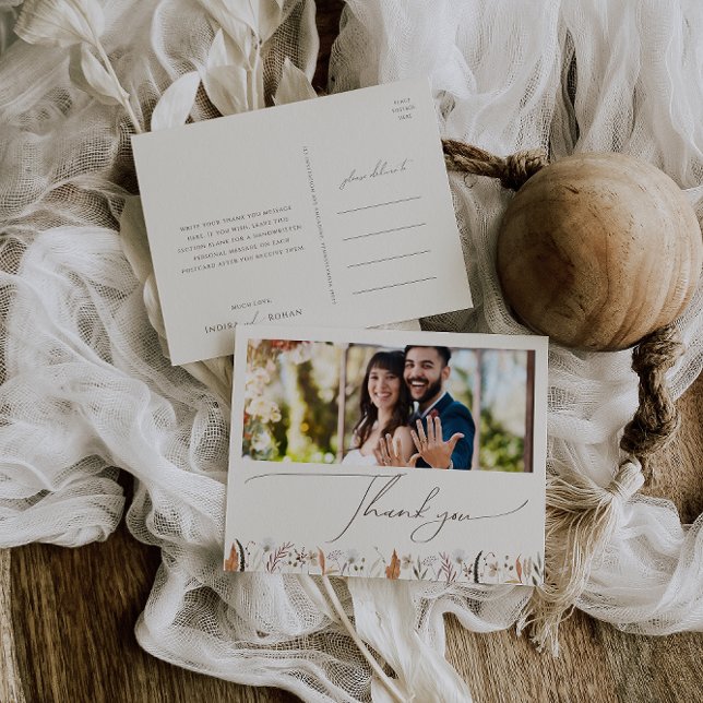 Postal Boho Autumn | Foto Horizontal Beige Gracias (Subido por el creador)