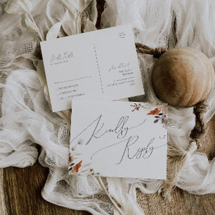 Postal Boho Autumn Wildflower RSVP de boda